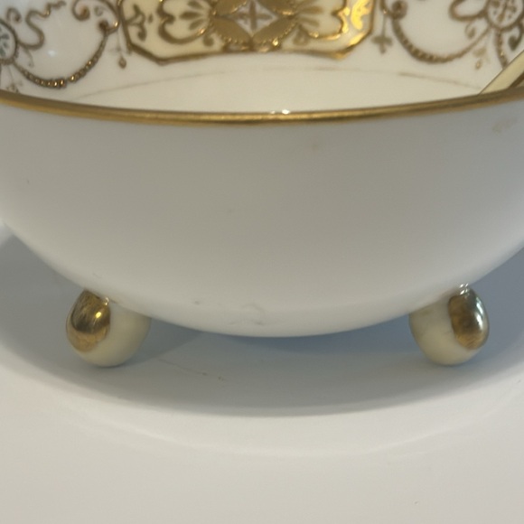 Antique Handpainted Nippon Mayonnaise/Whipped Cream Bowl w/Spoon - Picture 4 of 10